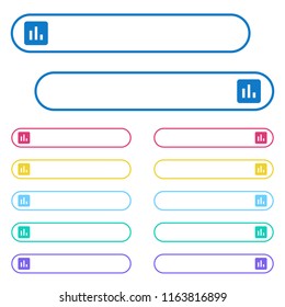 Chart icons in rounded color menu buttons. Left and right side icon variations.