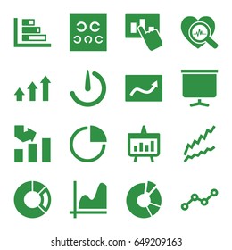 Chart icons set. set of 16 chart filled icons such as graph, heartbeat search, eye test, board, line graph, stopwatch camera