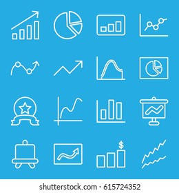Chart icons set. set of 16 chart outline icons such as board, graph, medal