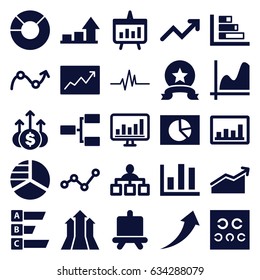Chart icons set. set of 25 chart filled icons such as board, structure, graph, heartbeat, eye test, line graph, statistic, arrows up, medal, arrow up