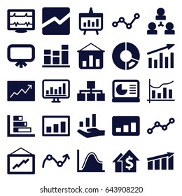 Chart icons set. set of 25 chart filled icons such as board, graph, heartbeat, line graph, dolar growth