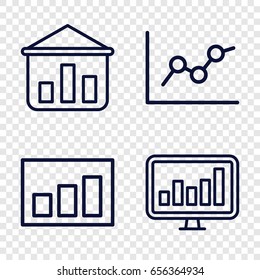 Chart icons set. set of 4 chart outline icons such as chart, graph