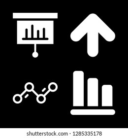 chart icons set with bar chart, up arrow and line chart vector set