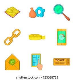 Chart icons set. Cartoon set of 9 chart vector icons for web isolated on white background
