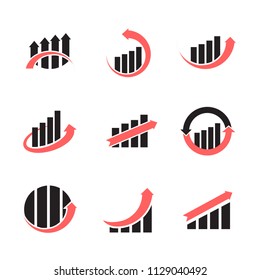 Chart icons set isolated on white background. Collection of chart icons for web site, app, logo and print presentation. Creative art concept, vector illustration, eps 10