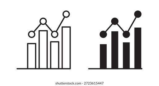 Ícones de gráfico definidos isolados na ilustração de vetor plano de fundo branco.