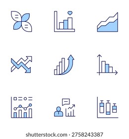 Chart icons set. Line Duotone style, editable stroke. infographic, infographics, linegraph, statistics, strategicconsulting, volume, chart, diagram.