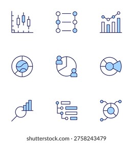 Chart icons set. Line Duotone style, editable stroke. analytics, stats, timeline, dataanalysis, diagram, piechart.