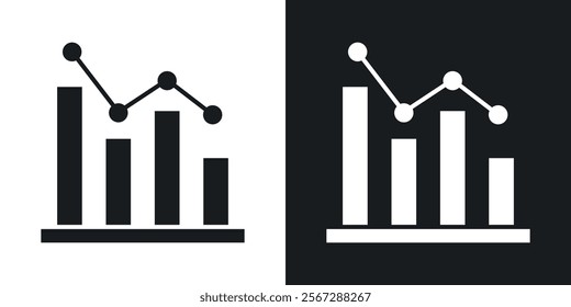 Chart icons in solid black and white colors