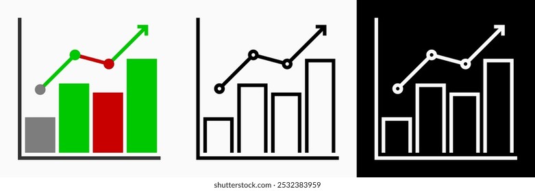 Ícones de Gráfico: ilustração vetorial de ícones de gráfico com plano de fundo preto e branco