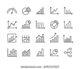 Chart Icons - Vector Line. Editable Stroke.