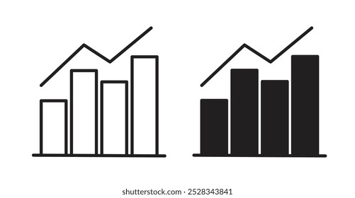 Ícones de gráfico. Vetor definido no estilo de linha e preenchido.