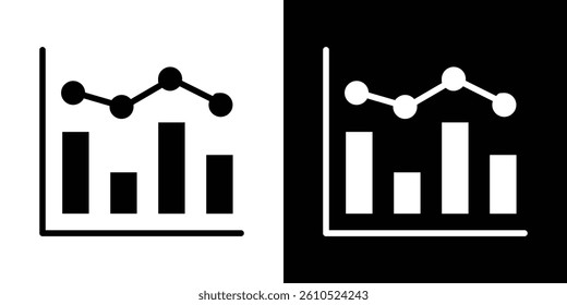 Chart icons vector set in solid flat style