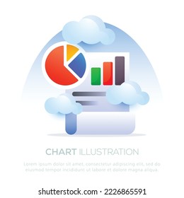 Chart illustration for mobile or website design. Business illustration design