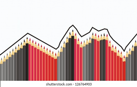 Chart illustration of red and black pencils