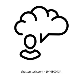 gráfico imaginar pensamiento icono aislado único con estilo de contorno negro y blanco