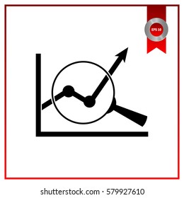 Chart increase under a magnifying glass
