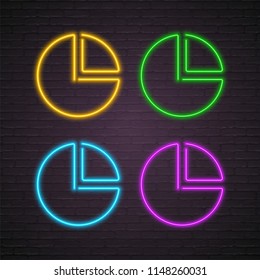 Chart Info Graphic Element Neon Light Glowing Vector Illustration