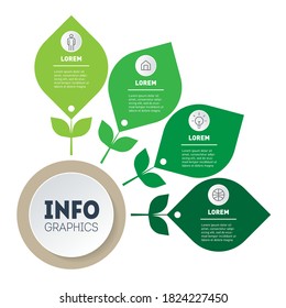 Chart or infographic, divided by 4 months. Eco Business presentation concept with four options. Annual cycle of agricultural work. Vector.