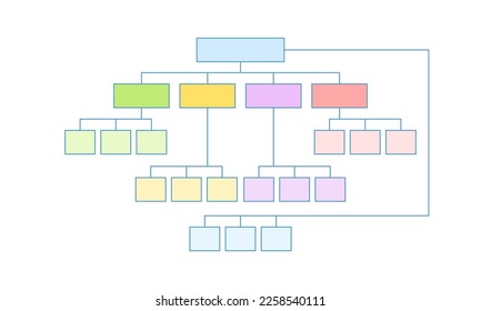 Chart, infographic structure company. Business hierarchy. Corporate organization, graphic elements. Template flow diagram, isolated, vector illustration