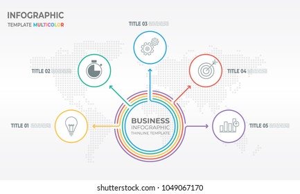 Chart infographics thin line design 5 options. Vector illustration.