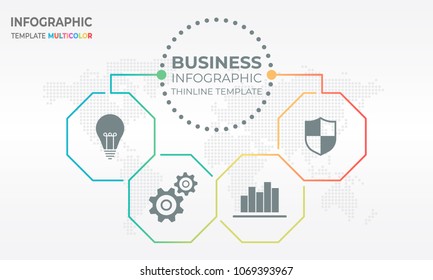 Chart infographics thin line design 4 options. Vector illustration.