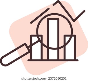Diagramm-Inspektion, Illustration oder Symbol, Vektorgrafik auf weißem Hintergrund.