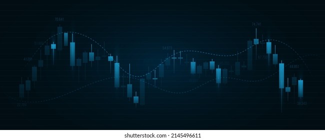 Chart of investment financial data. Stock market investment trading graph. Glowing price candles. Business technology background. Vector illustration. EPS 10 svg