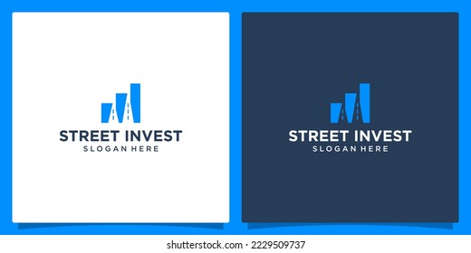Chart investment logo design template with street logo graphic design vector illustration. Symbol, icon, creative.
