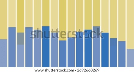 Chart like geometric design with vertical light brown and blue rectangles, bars on white background. Modern minimal design, perfect for digital art, creative projects and contemporary decoration.