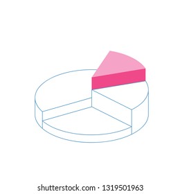 Chart line 3d vector icon isometric pink and blue color minimalism illustrate