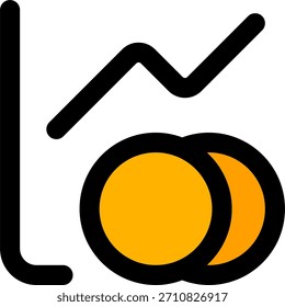 Chart line coin vector design in modern style, financial growth analytics and investment performance concept, business chart illustration. Filled Line Icon