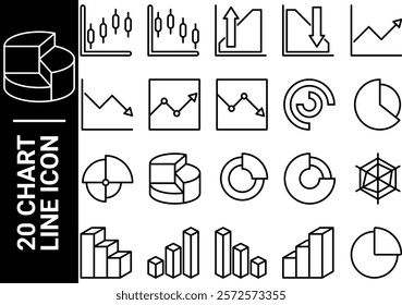 chart line icon, black and white
