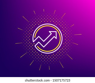 Chart line icon. Halftone pattern. Report graph or Sales growth sign in circle. Analysis and Statistics data symbol. Gradient background. Audit line icon. Yellow halftone pattern. Vector