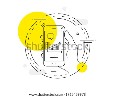 Chart line icon. Mobile phone vector button. Report graph or Sales growth sign. Analysis and Statistics data symbol. Chart line icon. Abstract concept badge. Vector