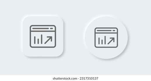 Chart line icon in neomorphic design style. Statistic signs vector illustration.