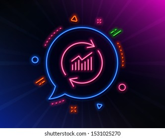 Chart line icon. Neon laser lights. Update Report graph or Sales growth sign. Analysis and Statistics data symbol. Glow laser speech bubble. Neon lights chat bubble. Vector