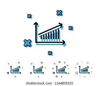 Chart line icon. Report graph or Sales growth sign. Analysis and Statistics data symbol. Line icon with geometric elements. Bright colourful design. Vector