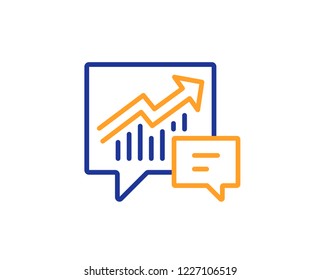 Chart line icon. Report graph or Sales growth sign in speech bubble. Analysis and Statistics data symbol. Colorful outline concept. Blue and orange thin line color icon. Accounting Vector