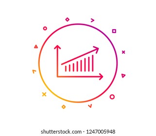 Chart line icon. Report graph or Sales growth sign. Analysis and Statistics data symbol. Gradient pattern line button. Chart icon design. Geometric shapes. Vector