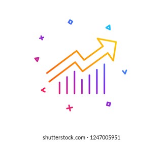 Chart line icon. Report graph or Sales growth sign. Analysis and Statistics data symbol. Gradient line button. Demand curve icon design. Colorful geometric shapes. Vector