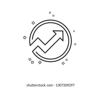Chart line icon. Report graph or Sales growth sign in circle. Analysis and Statistics data symbol. Geometric shapes. Random cross elements. Linear Audit icon design. Vector
