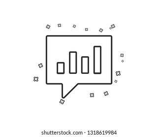 Chart line icon. Report graph or Sales growth sign in speech bubble. Analysis and Statistics data symbol. Geometric shapes. Random cross elements. Linear Analytical Chat icon design. Vector