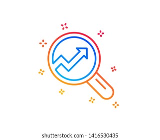 Chart line icon. Report graph or Sales growth sign in Magnifying glass. Analysis and Statistics data symbol. Gradient design elements. Linear analytics icon. Random shapes. Vector