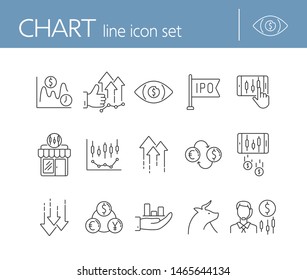 Chart line icon set. Profit, growth, ipo. Development concept. Can be used for topics like commerce, stock market, banking