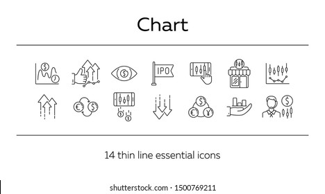 Chart line icon set. Profit, growth, ipo. Development concept. Can be used for topics like commerce, stock market, banking