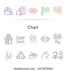 Chart line icon set. Profit, growth, ipo. Development concept. Can be used for topics like commerce, stock market, banking