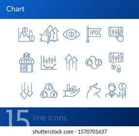 Chart line icon set. Profit, growth, ipo. Development concept. Can be used for topics like commerce, stock market, banking