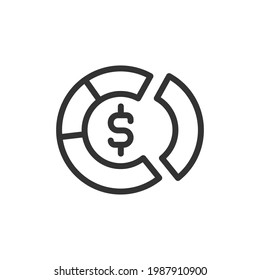 Chart line icon, sign or symbol. Premium pictogram in trendy outline style. Chart pixel perfect vector icon isolated on a white background. 