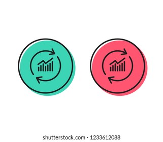 Chart line icon. Update Report graph or Sales growth sign. Analysis and Statistics data symbol. Positive and negative circle buttons concept. Good or bad symbols. Update data Vector